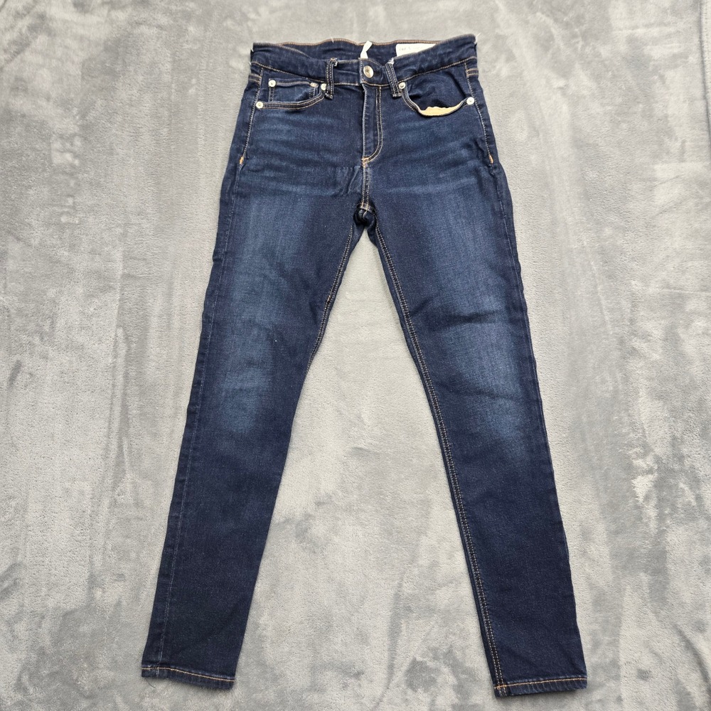 Rag & Bone Cate Mid-Rise Ankle Skinny Jeans Carmen Blue Denim 25 W1526I767CAR
